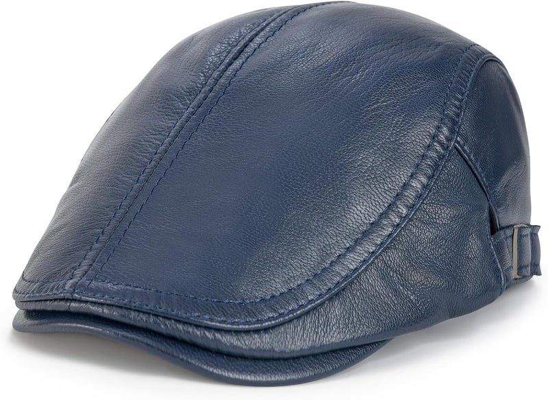 VOBOOM Men Women Adjustable Genuine Leather Ivy Cap Newsboy Hat - Image 1